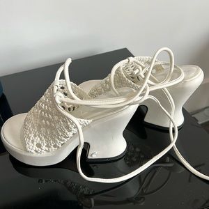 Brand new white summer shoes. Stylish and beautiful